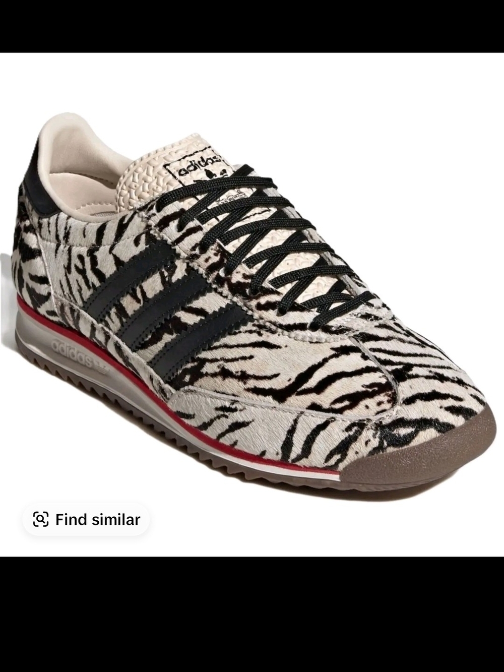 adidas Women's Zebra-Pattern Samba Sneaker - Black, White & Red Trim New In Box
